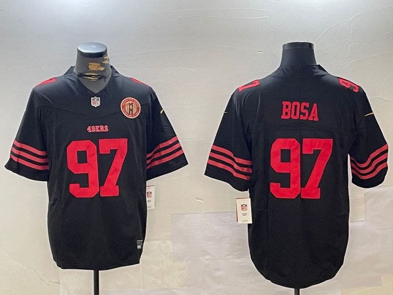 Men San Francisco 49ers #97 Bosa Black three generations 2024 Nike Limited NFL Jersey style 4